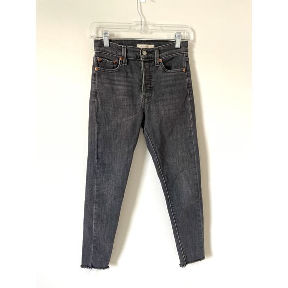 Levi's Wedgie Skinny Raw Hem Button Fly Denim Jeans Black Gray Size 25 - Picture 1 of 6